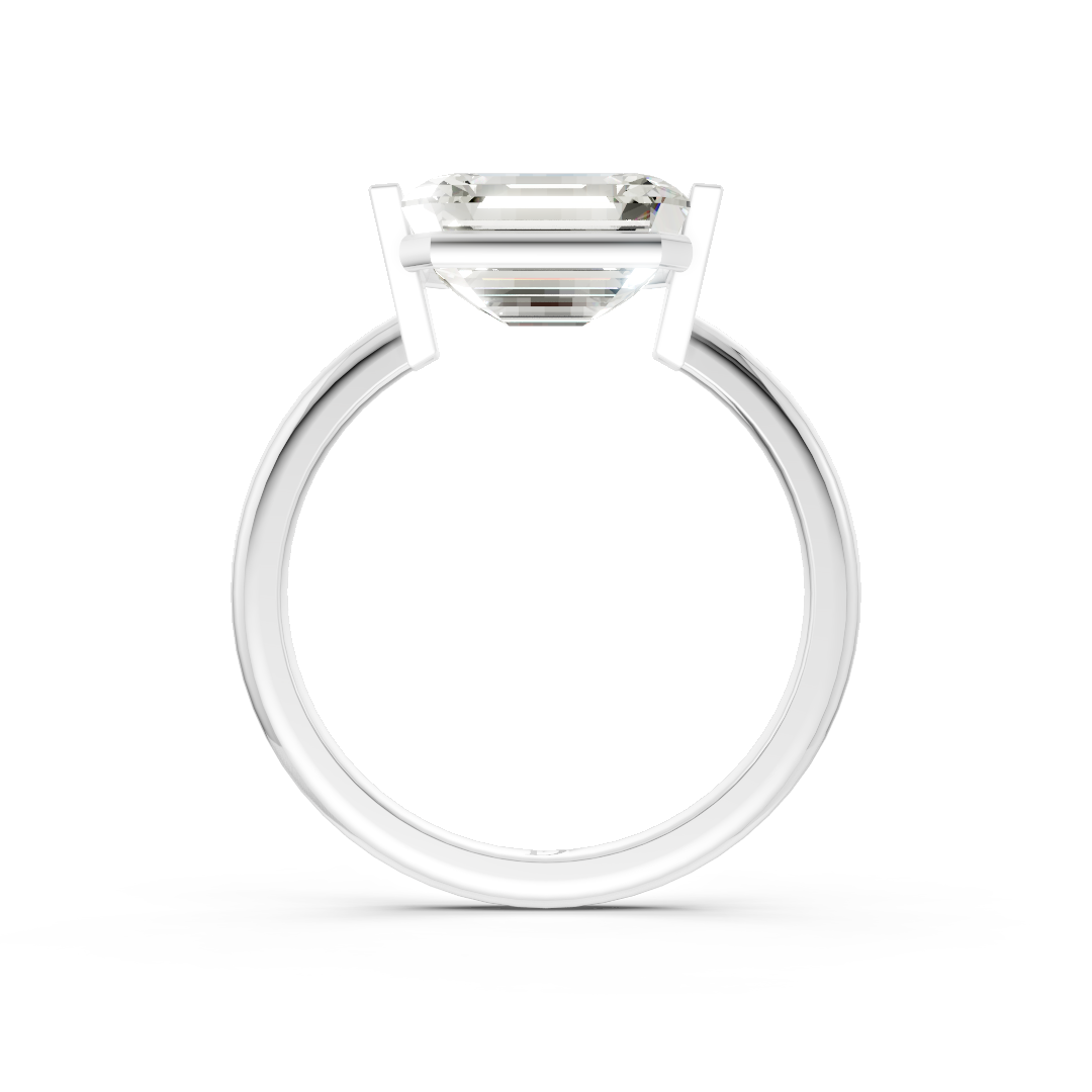 Emerald Cut Half Bezel Set Ring