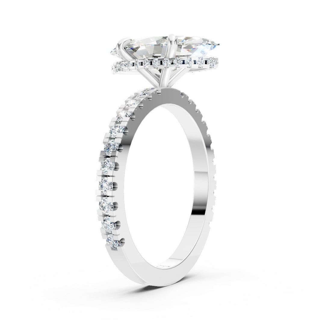 Marquise Diamond With Hidden Halo Anniversary Ring