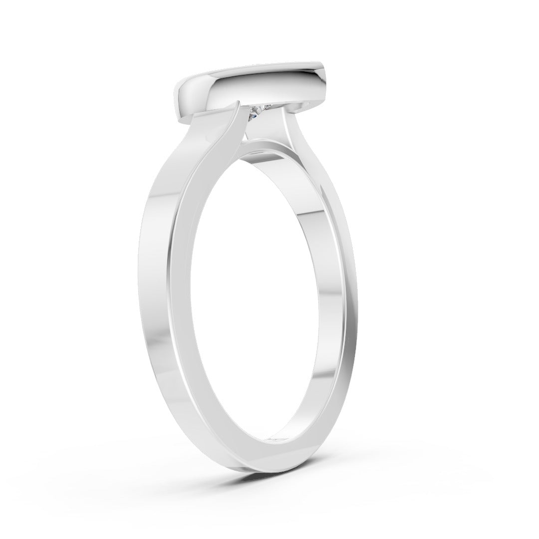 Pear Cut Bezel Solitaire Lab Diamond Wedding Ring