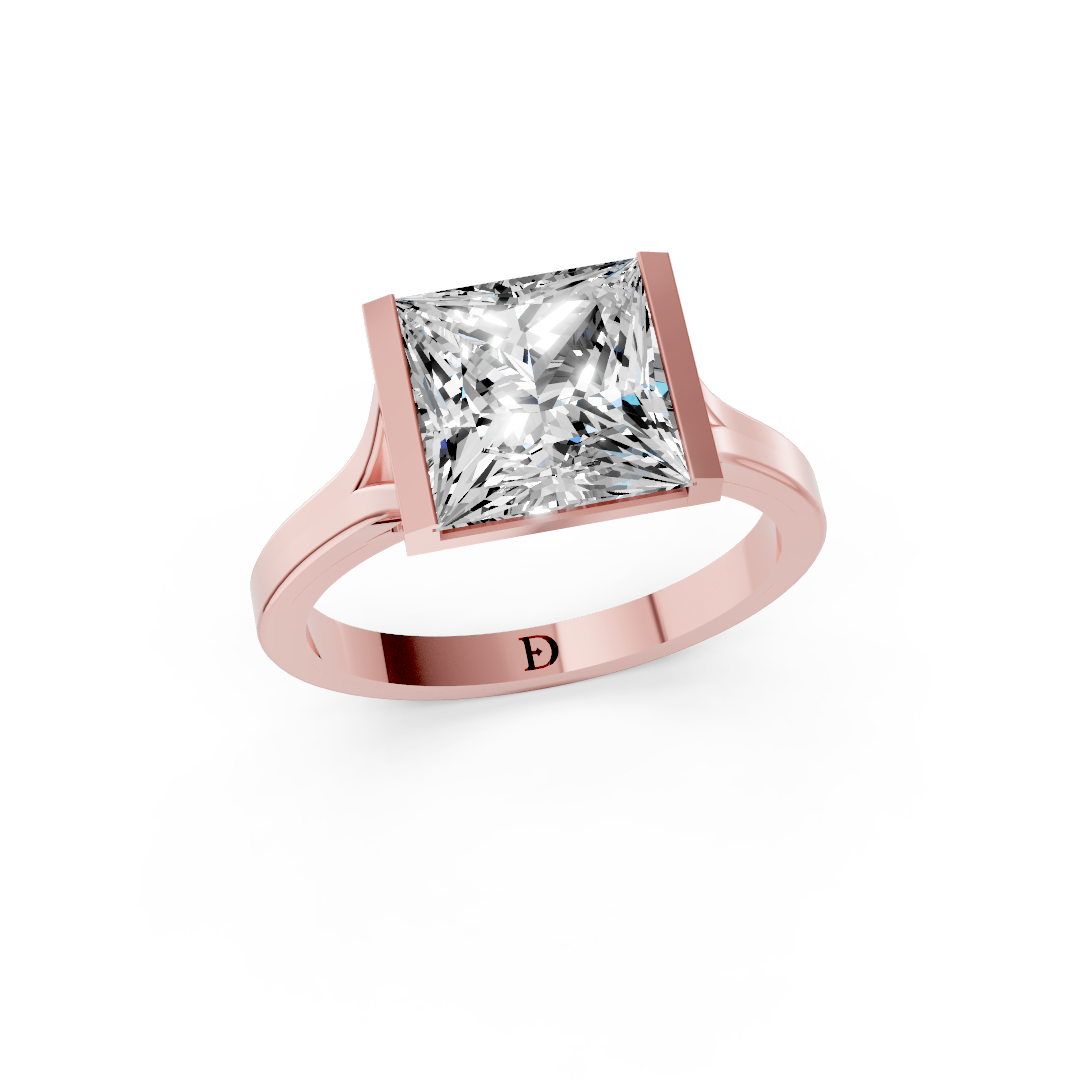 Princess Cathedral Half Bezel Solitaire Ring