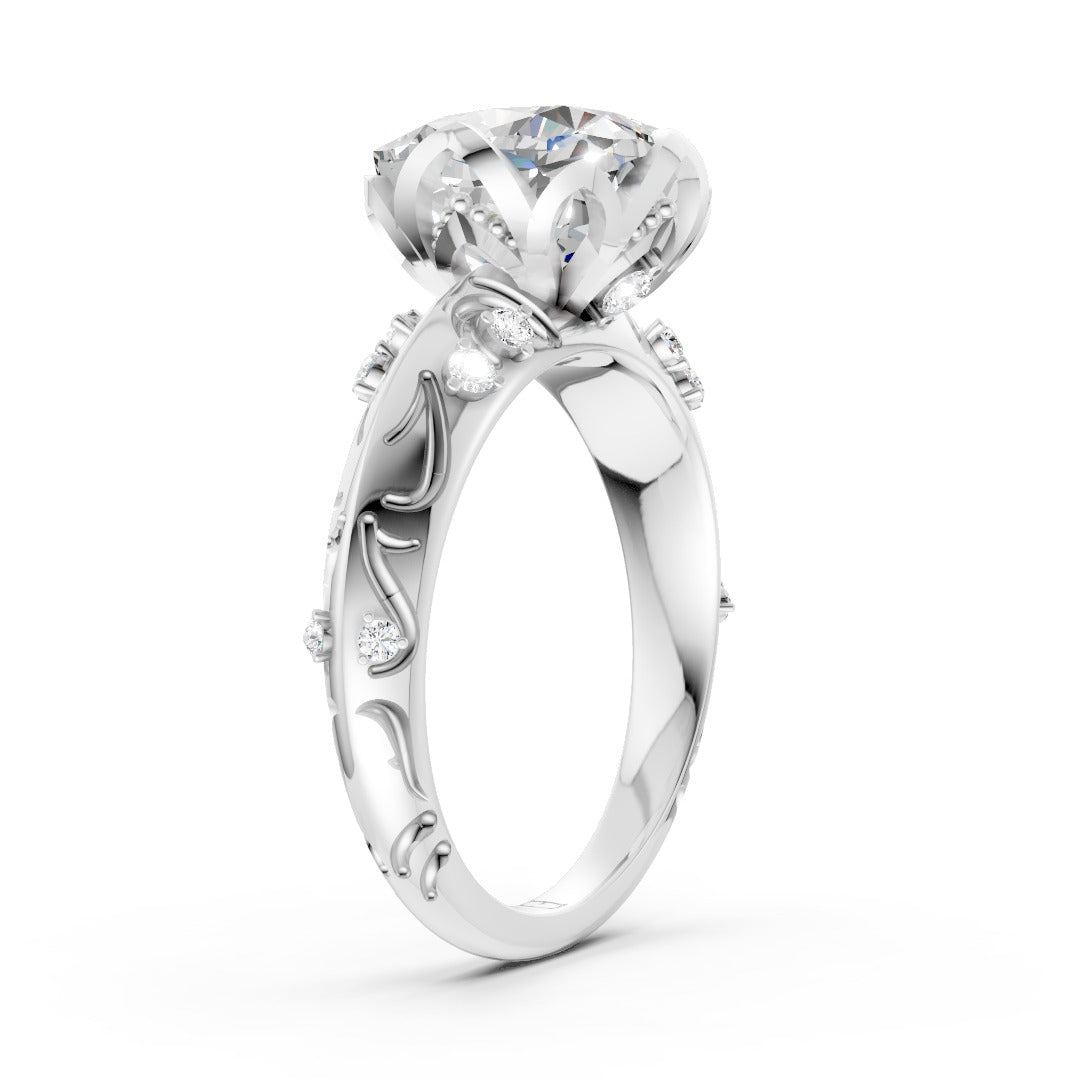 Cushion Cut Diamond Filigree Engagement Ring