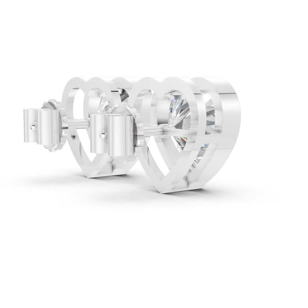 Heart Cut Lab Grown Diamond Bezel Set Stud Earring
