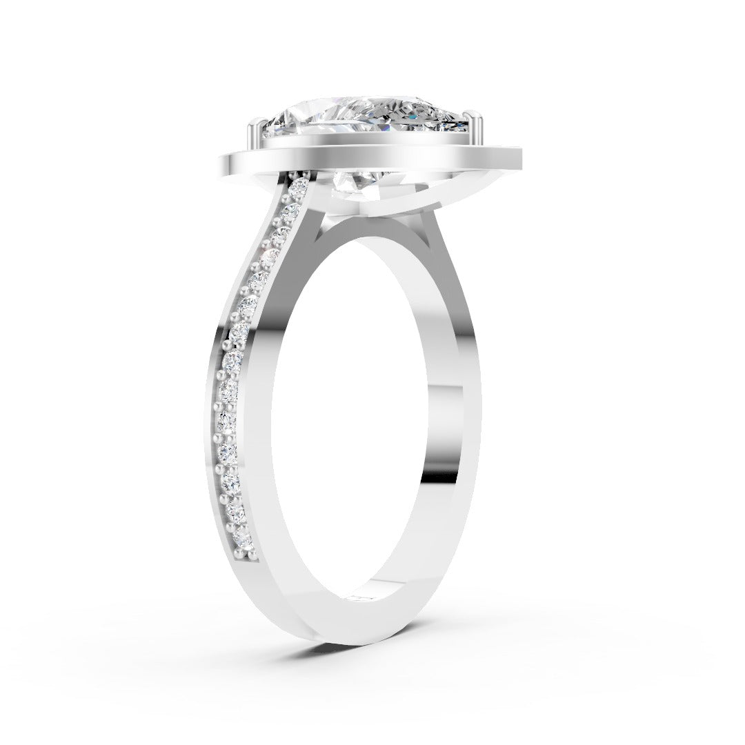 Pear Cut Lab Grown Diamond Halo Engagement Ring