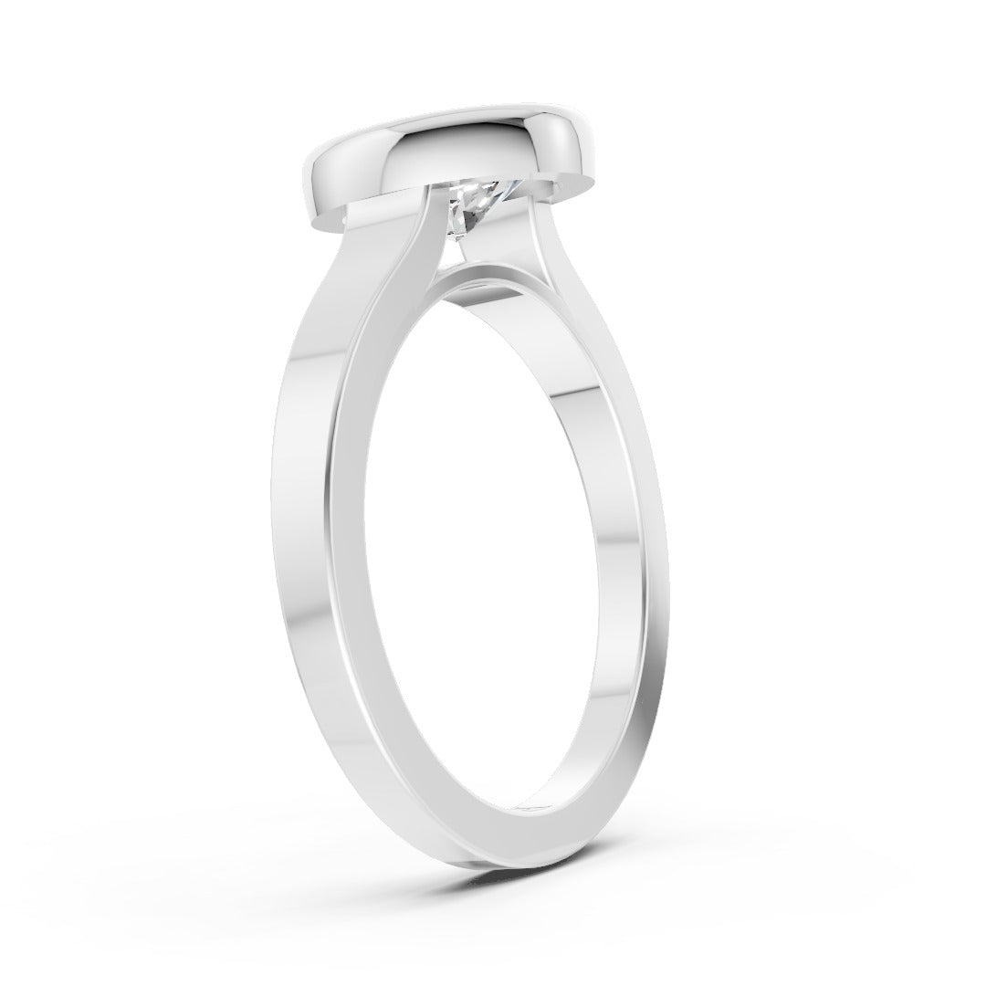 Oval Cut Bezel Solitaire Lab Diamond Wedding Ring