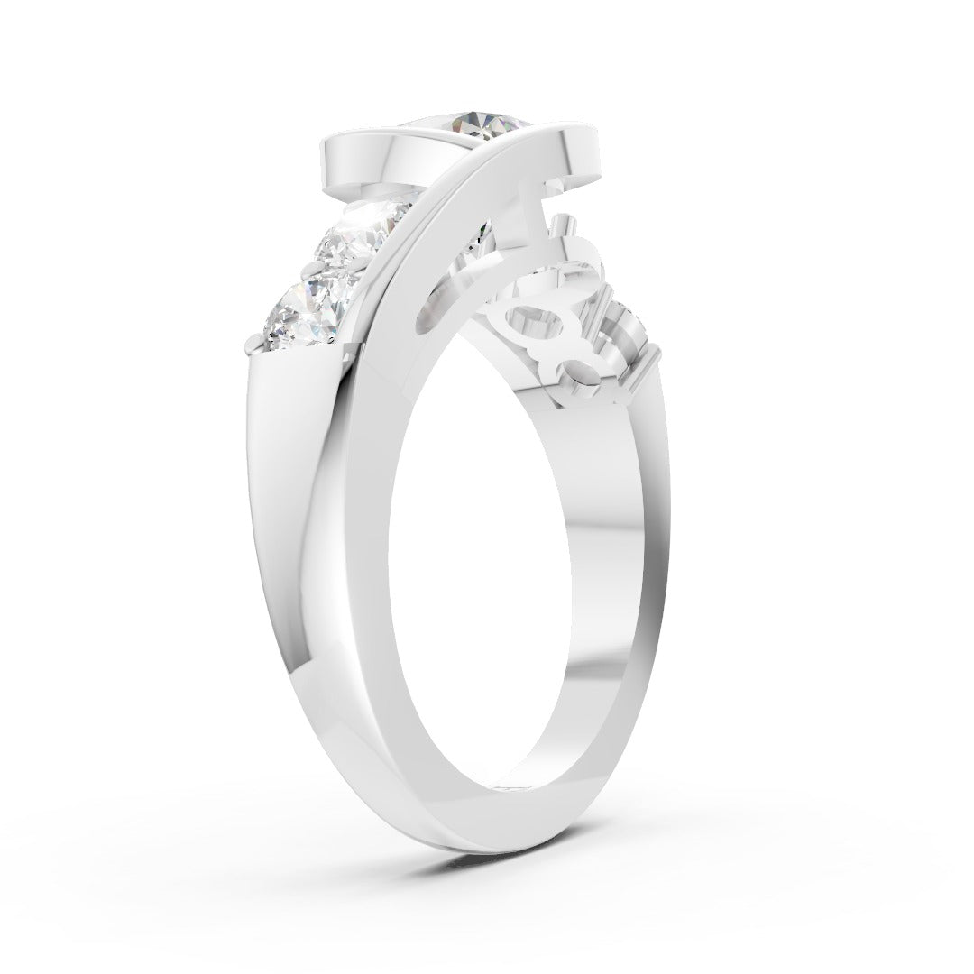 Unique Five-Stone Cushion And Round Diamond Ring