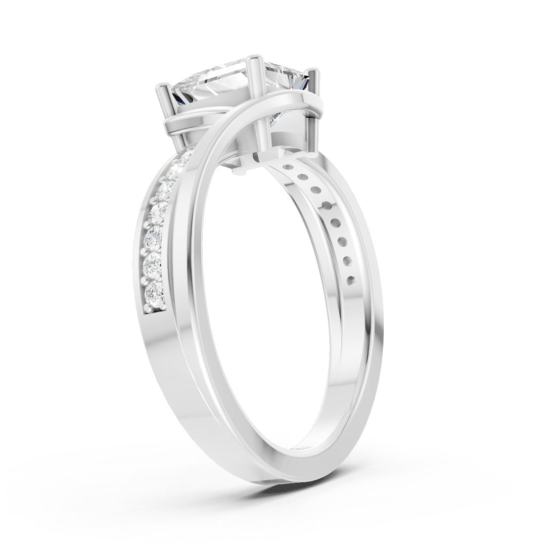 Princess Accented Bypass Lab Diamond Engagement Ring