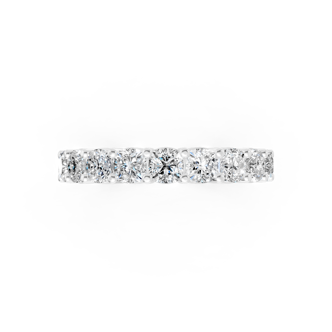 Shared Prong Cushion Cut Half Eternity Band