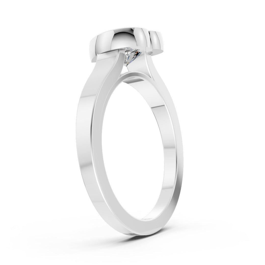 Heart Cut Bezel Solitaire Lab Diamond Wedding Ring