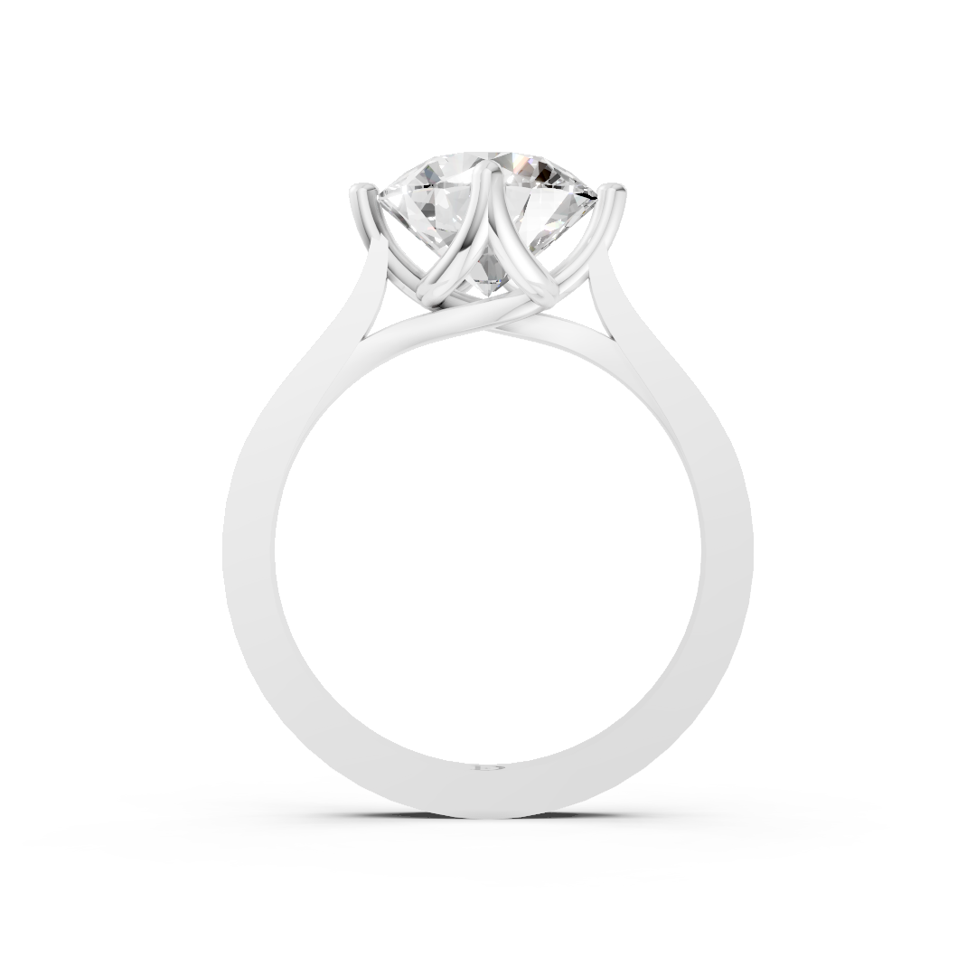 Round Cut Diamond Cathedral Shank Ring