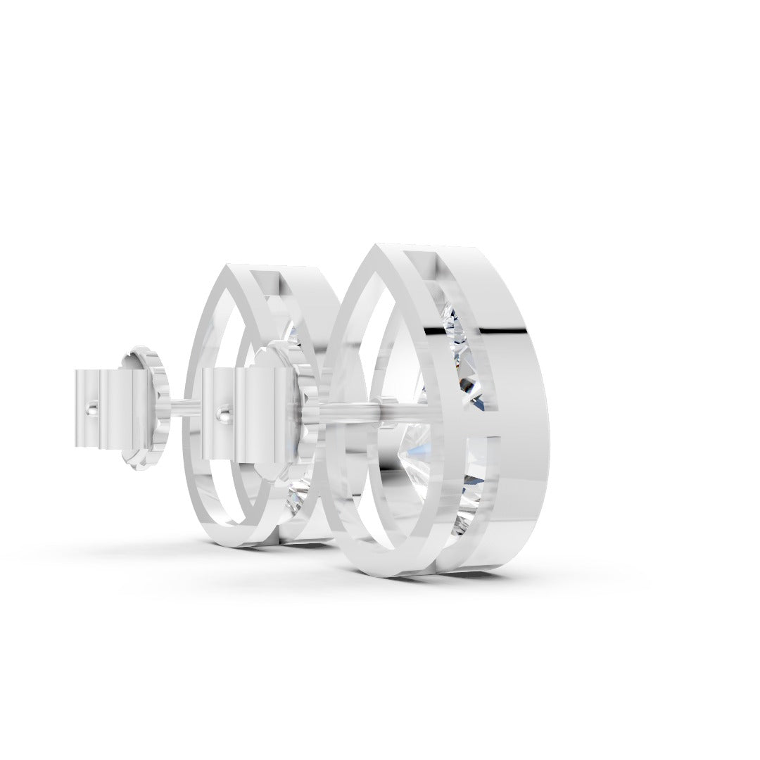 Pear Cut Lab Grown Diamond Bezel Set Stud Earring