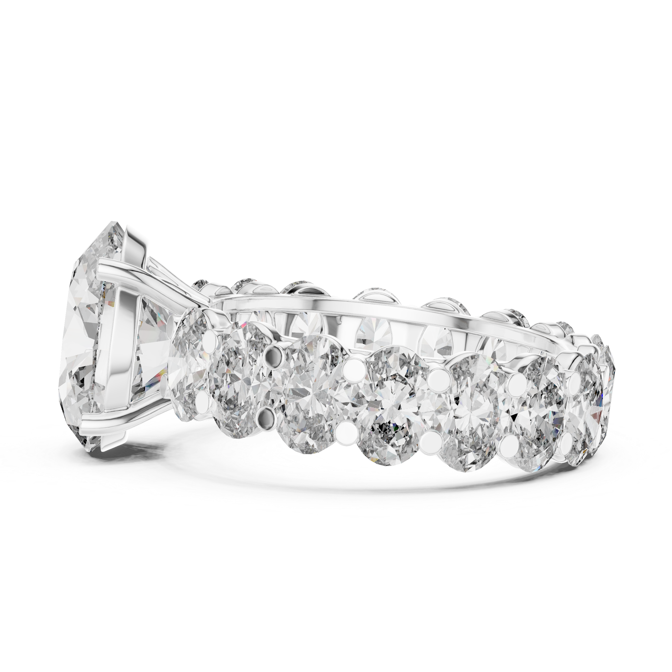Shared Prong Oval Diamond Infinity Ring