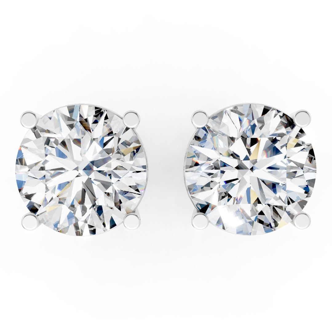 TCW 1.00 Round Cut Diamond Stud Earring In Silver