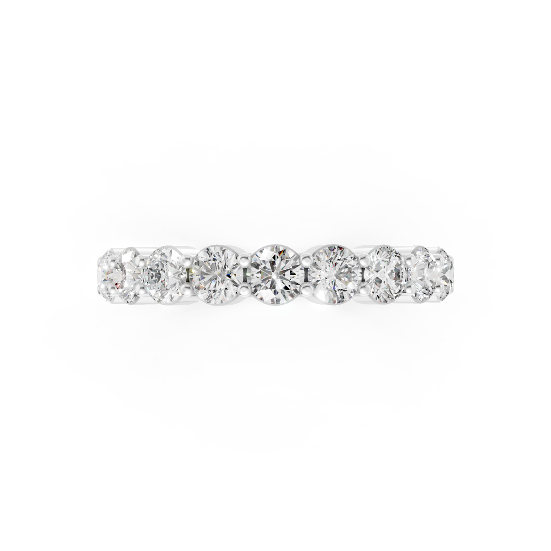 Shared Prong Round Cut Half Eternity Band