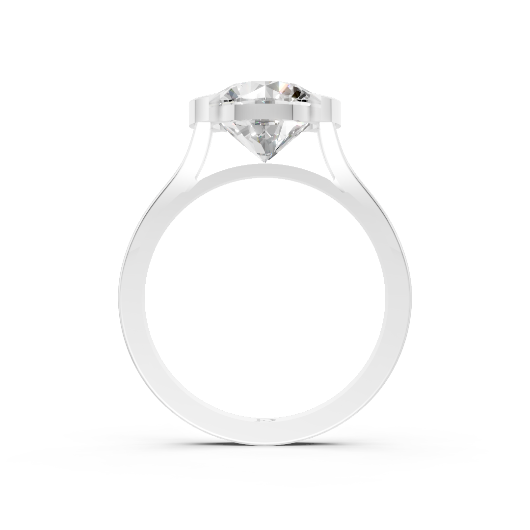 Round Cathedral Half Bezel Solitaire Ring