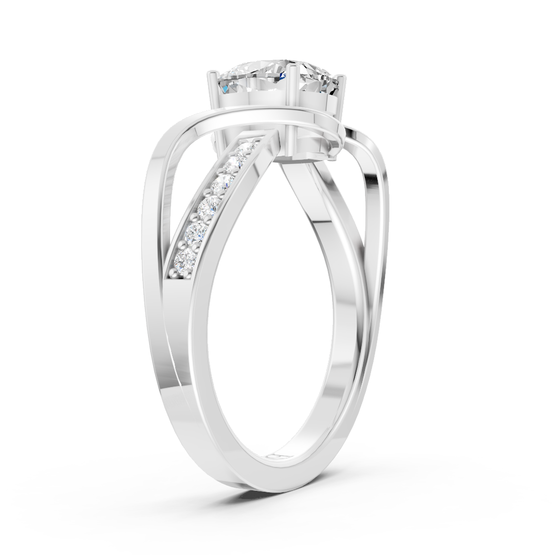Cushion Cut Diamond Bypass With Ribbon Wrap Set Ring