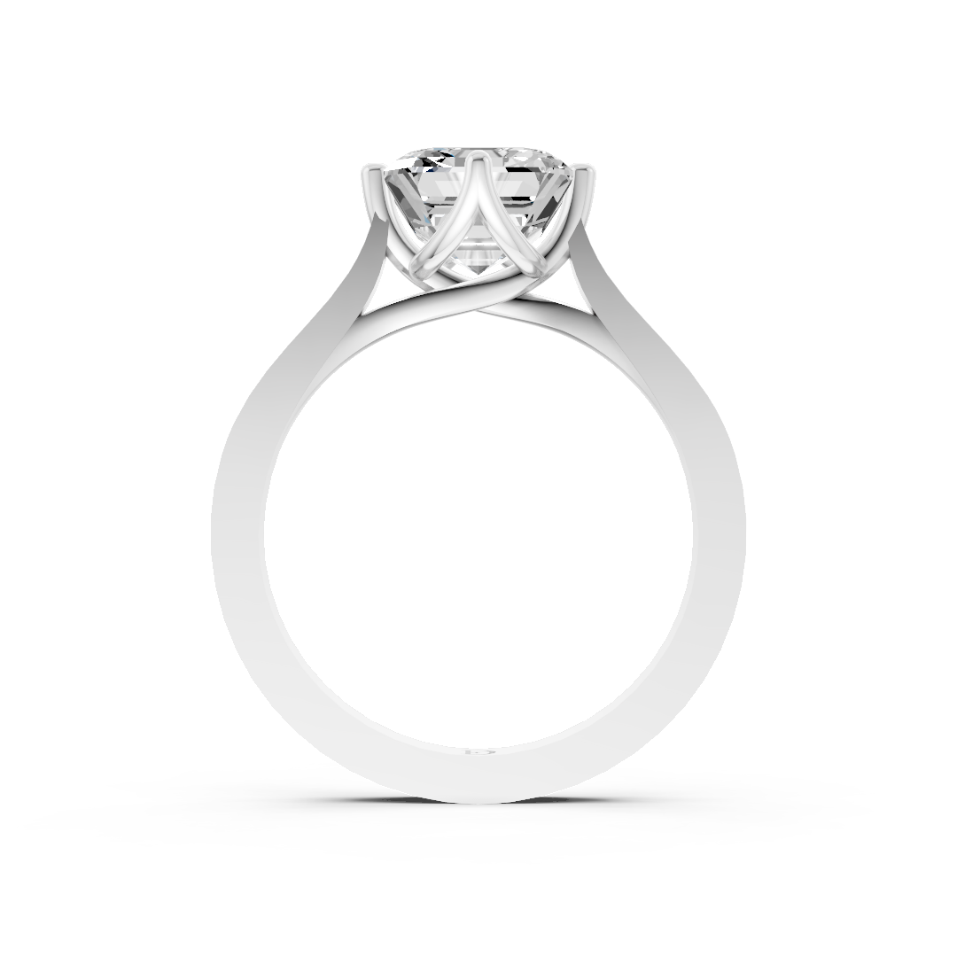 Asscher Cut Diamond Cathedral Shank Ring