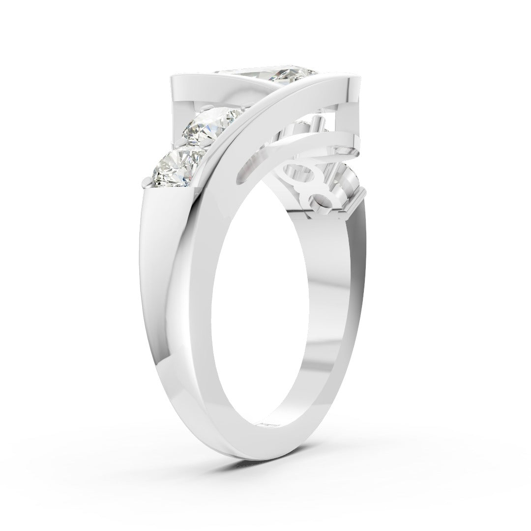 Unique Five-Stone Radiant And Round Diamond Ring