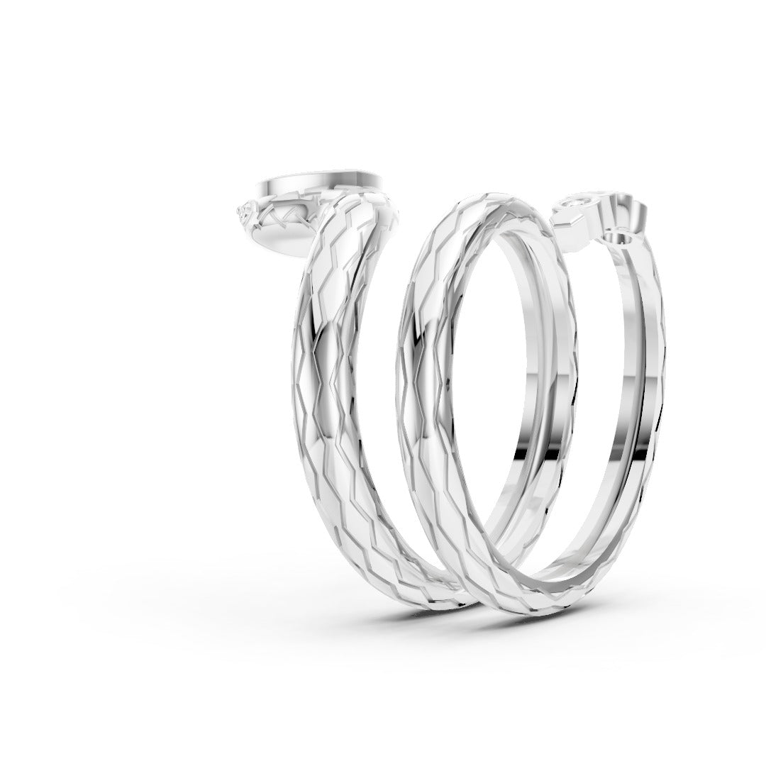 Marquise And Round Diamond Snake Wrap Adjustable Ring