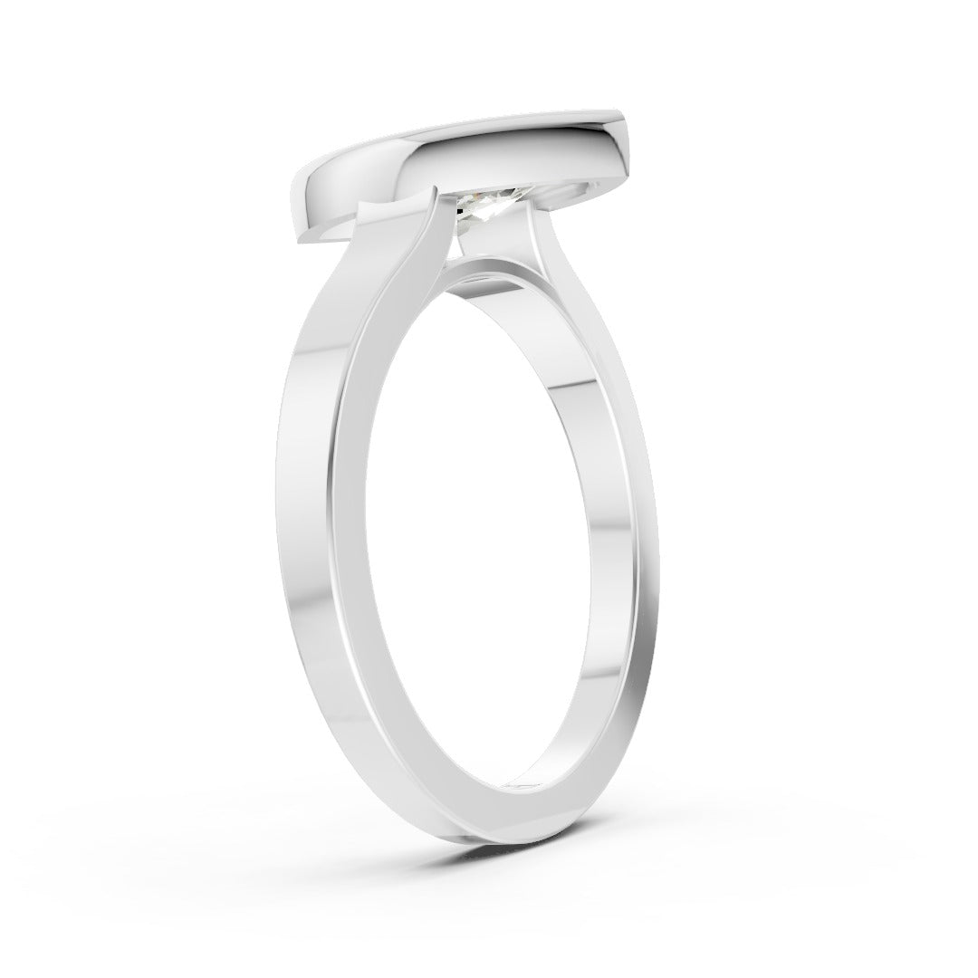 Marquise Cut Bezel Solitaire Lab Diamond Wedding Ring