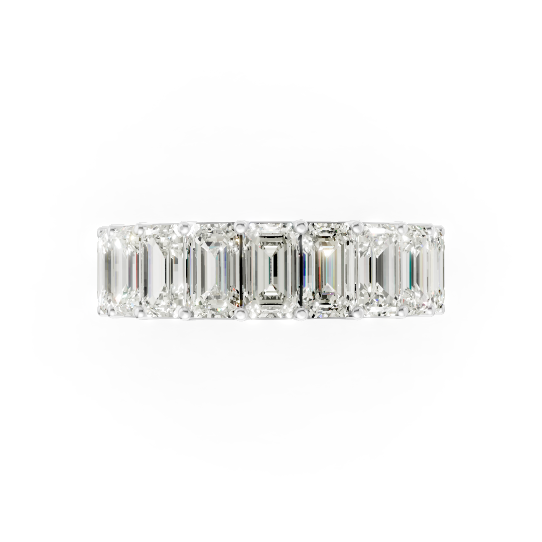 Shared Prong Emerald Cut Half Eternity Band