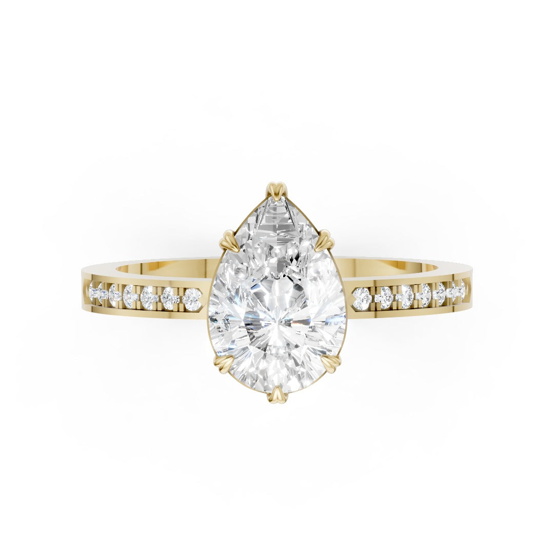 Pear Diamond Engagement Ring With Inset Side Stones