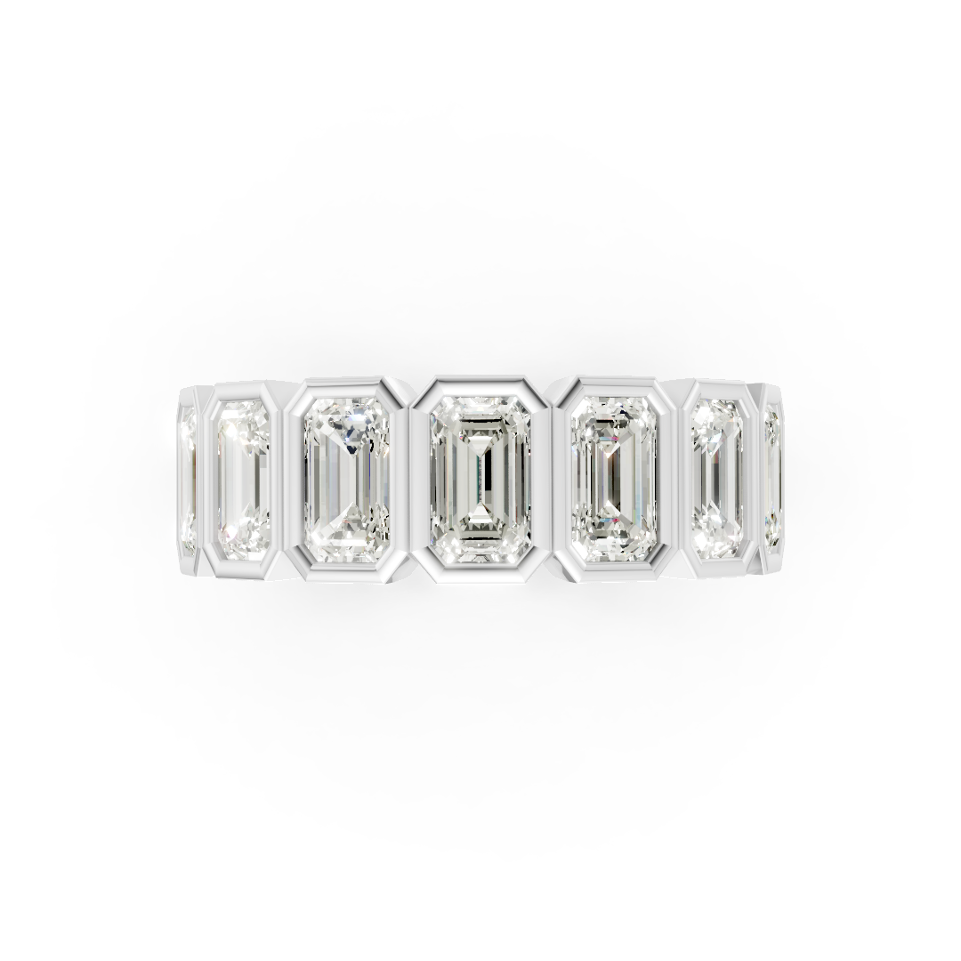 Emerald Diamond Bezel Set Eternity Band