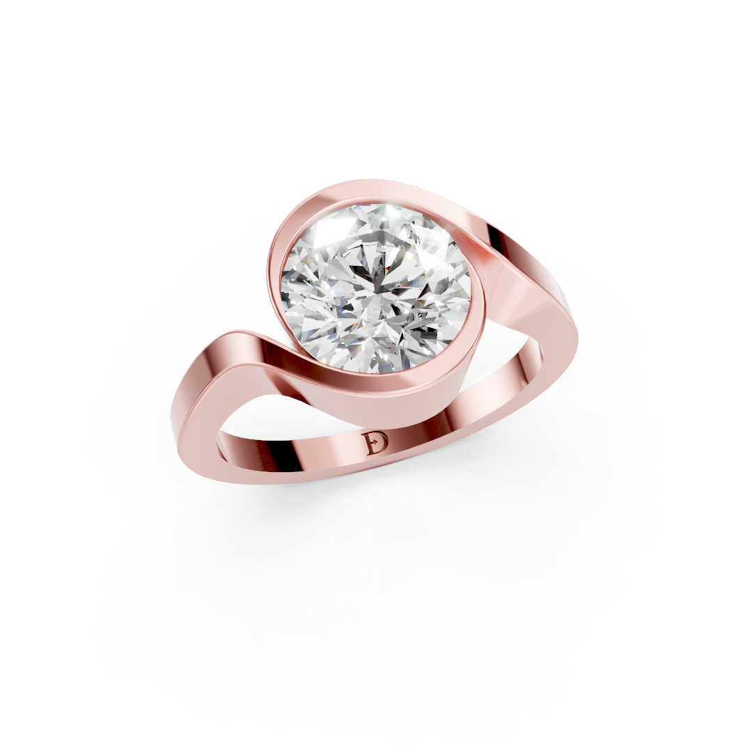Round Cut Diamond Bypass Bezel Engagement Ring