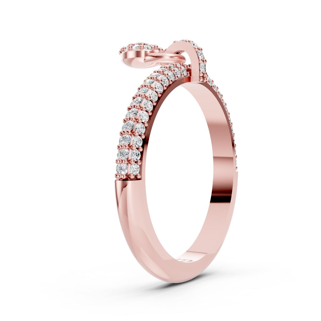 Heart-Shaped Round Diamond Multi-Row Engagement Ring