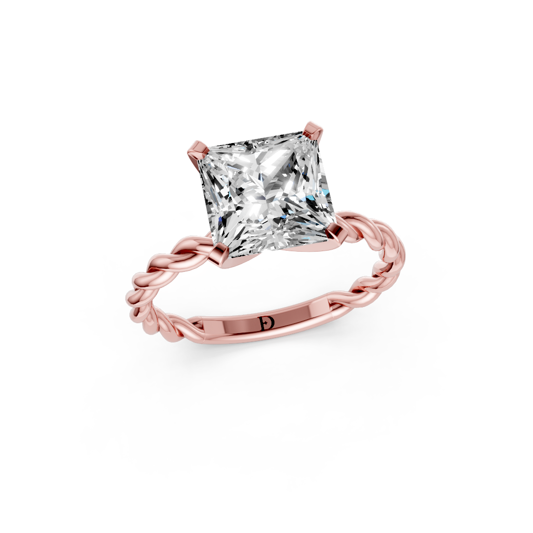 Princess Diamond Twisted Shank Ring