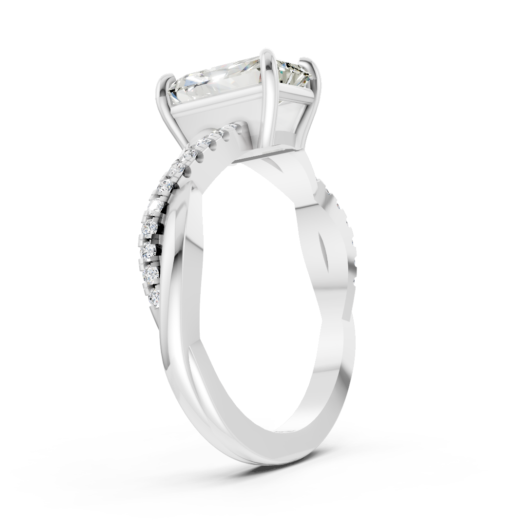 Radiant Cut Diamond Twisted Infinity Ring With Half-Pavé Shank