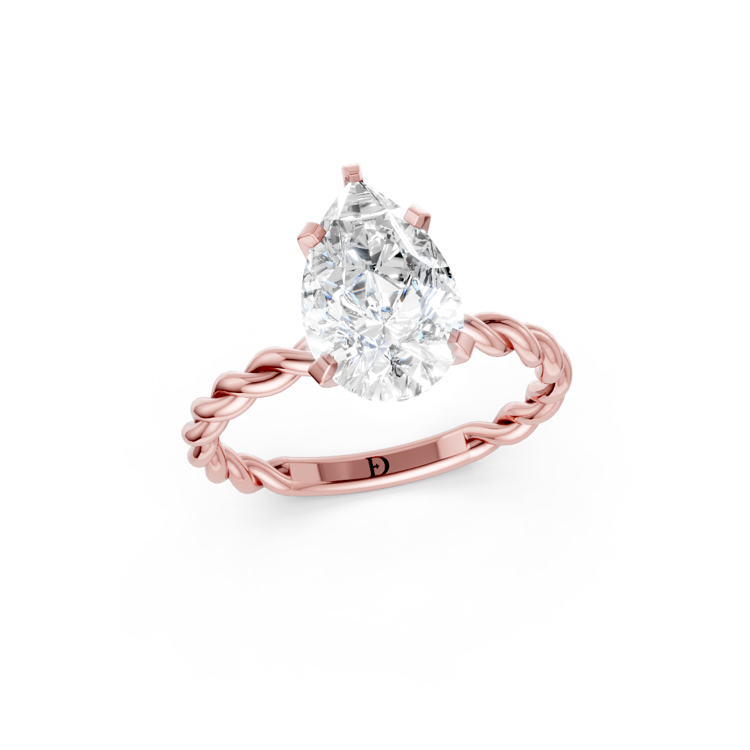 Pear Diamond Twisted Shank Ring