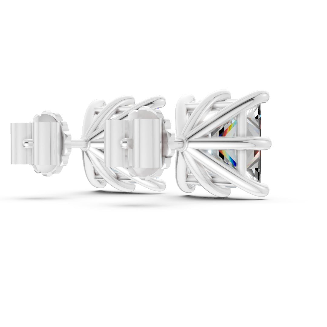 Princess Brilliant Cut Diamond Stud Earrings