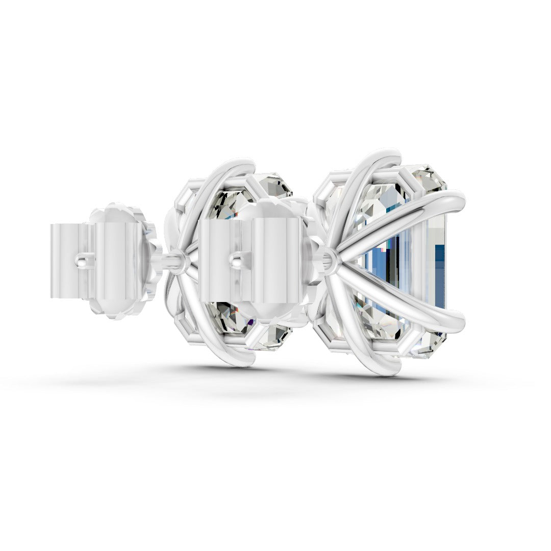 Emerald Brilliant Cut Diamond Stud Earrings