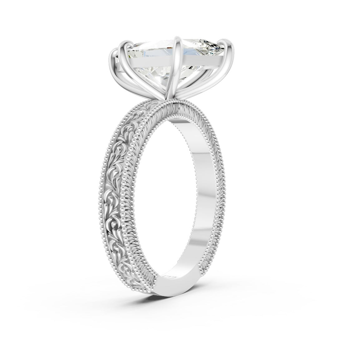 Dutch Marquise Cut Diamond Decorative Vintage Filigree Ring