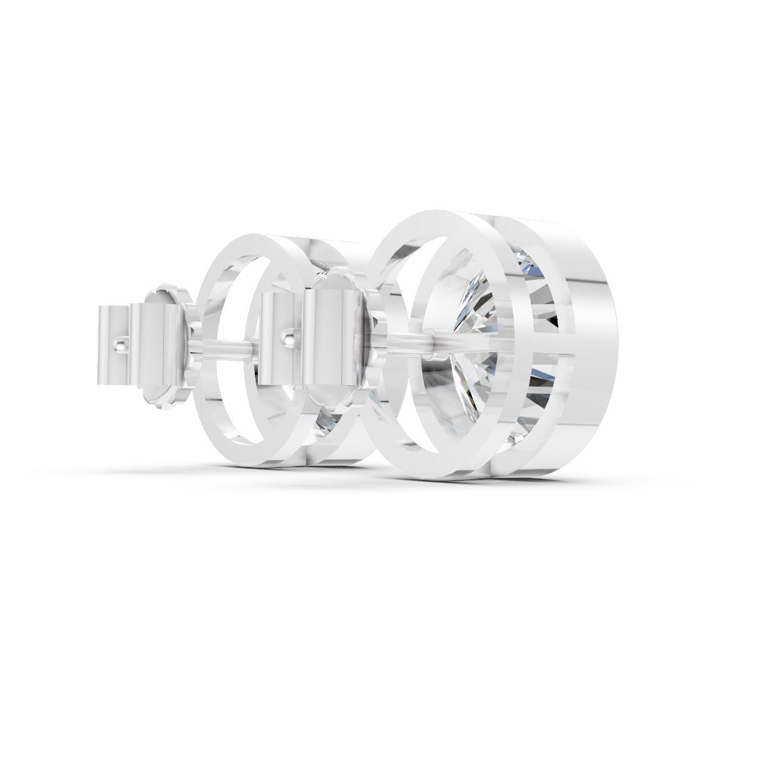 Round Cut Lab Grown Diamond Bezel Set Stud Earring