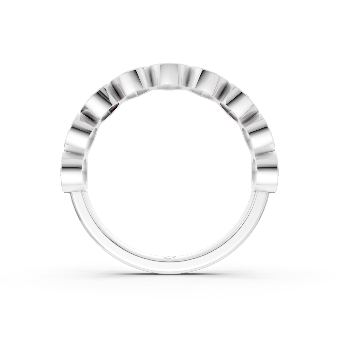 Bezel Set Pear Diamond Half Eternity Band