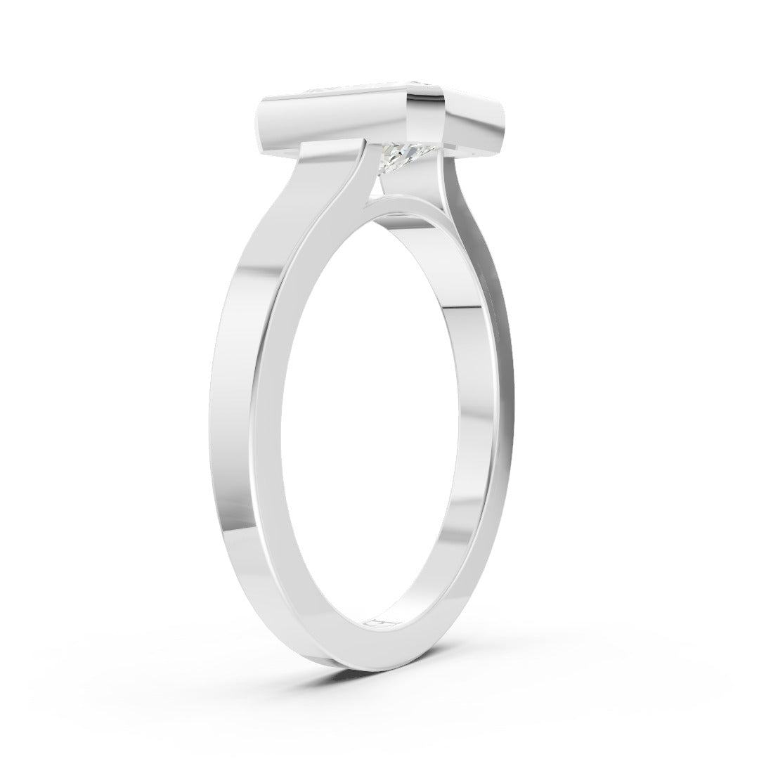 Radiant Cut Bezel Solitaire Lab Diamond Wedding Ring
