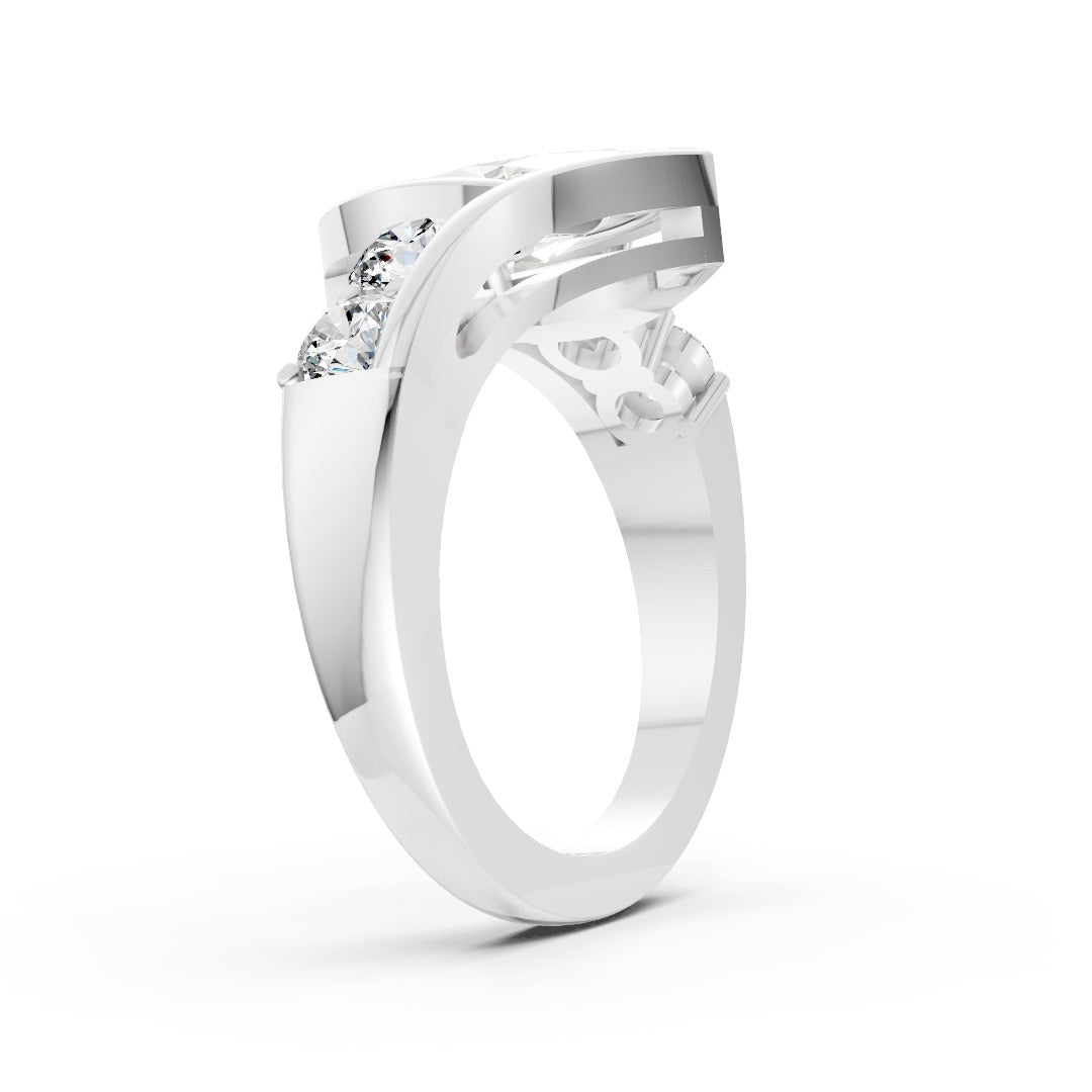 Unique Five-Stone Marquise And Round Diamond Ring