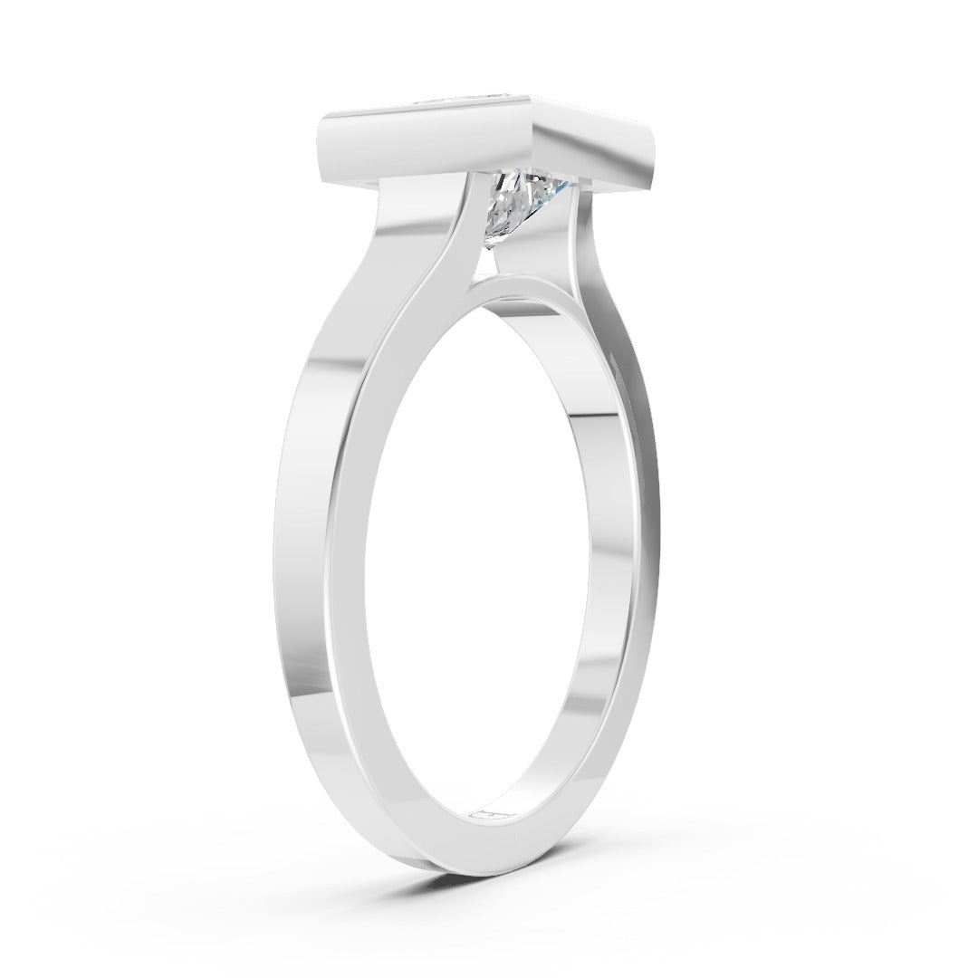 Princess Cut Bezel Solitaire Lab Diamond Wedding Ring
