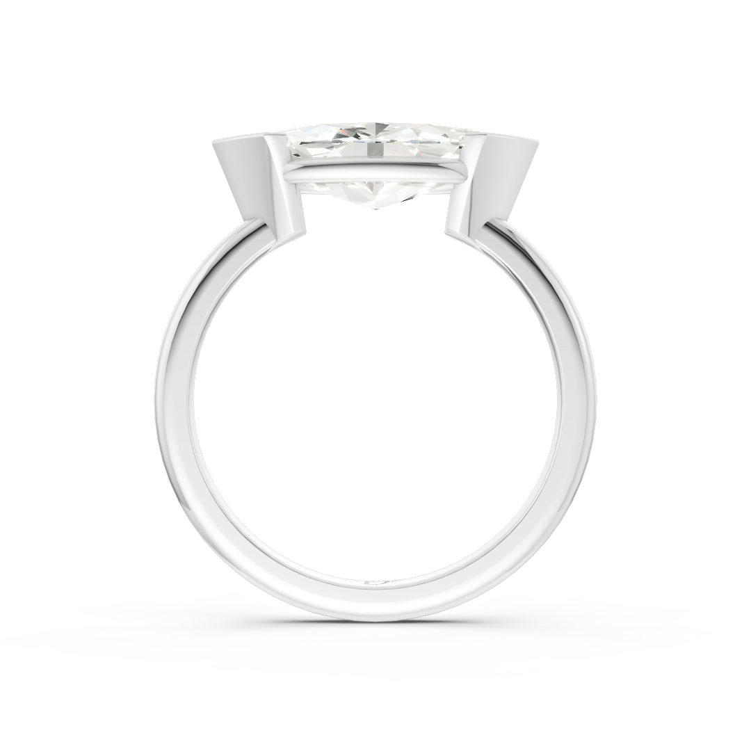 Marquise Cut Half Bezel Set Ring