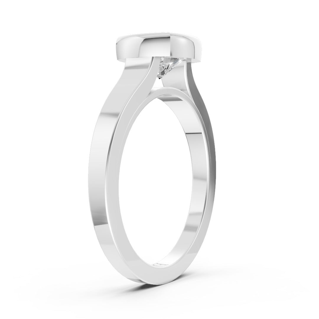 Cushion Cut Bezel Solitaire Lab Diamond Wedding Ring