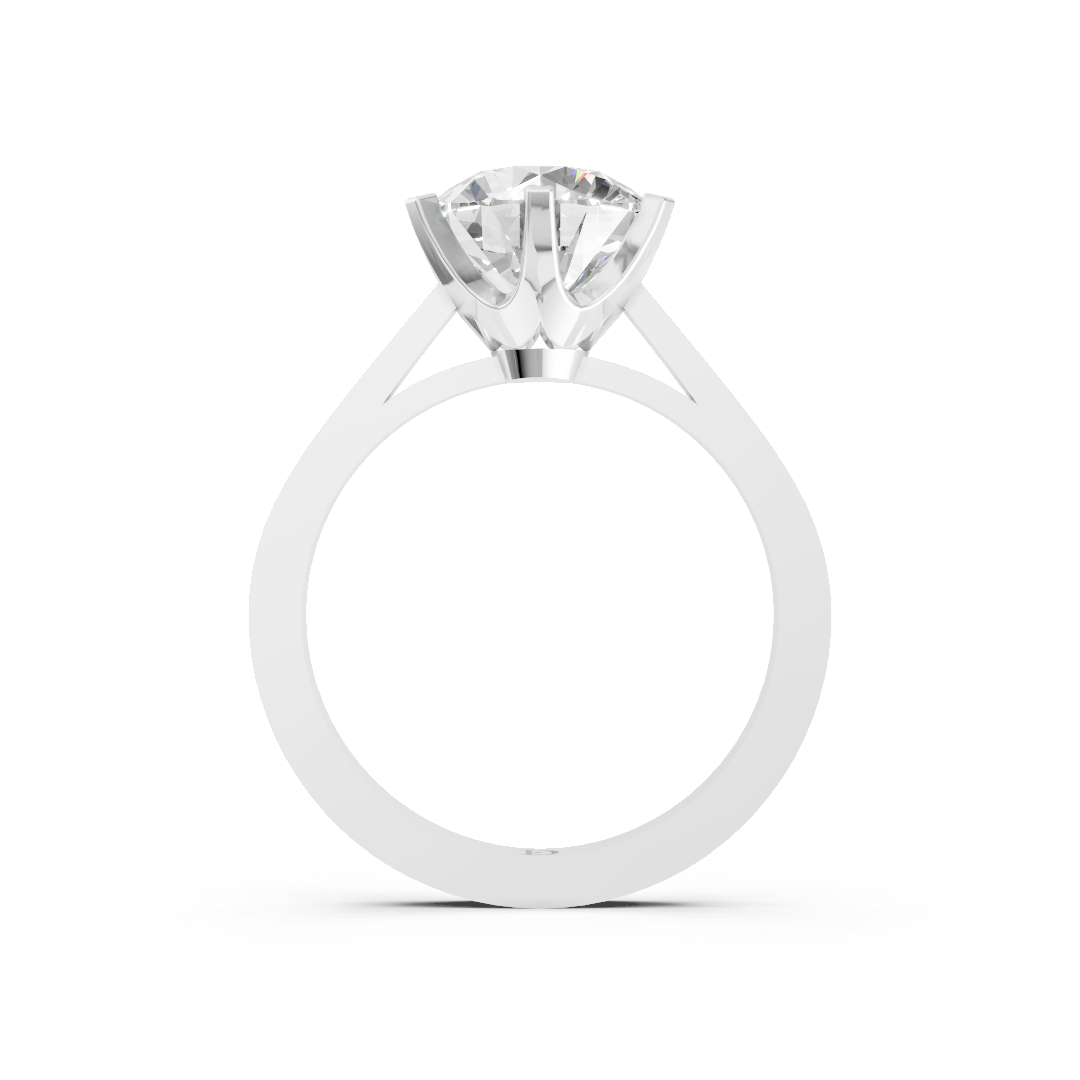 Round Cut Six Prong Cathedral Ring