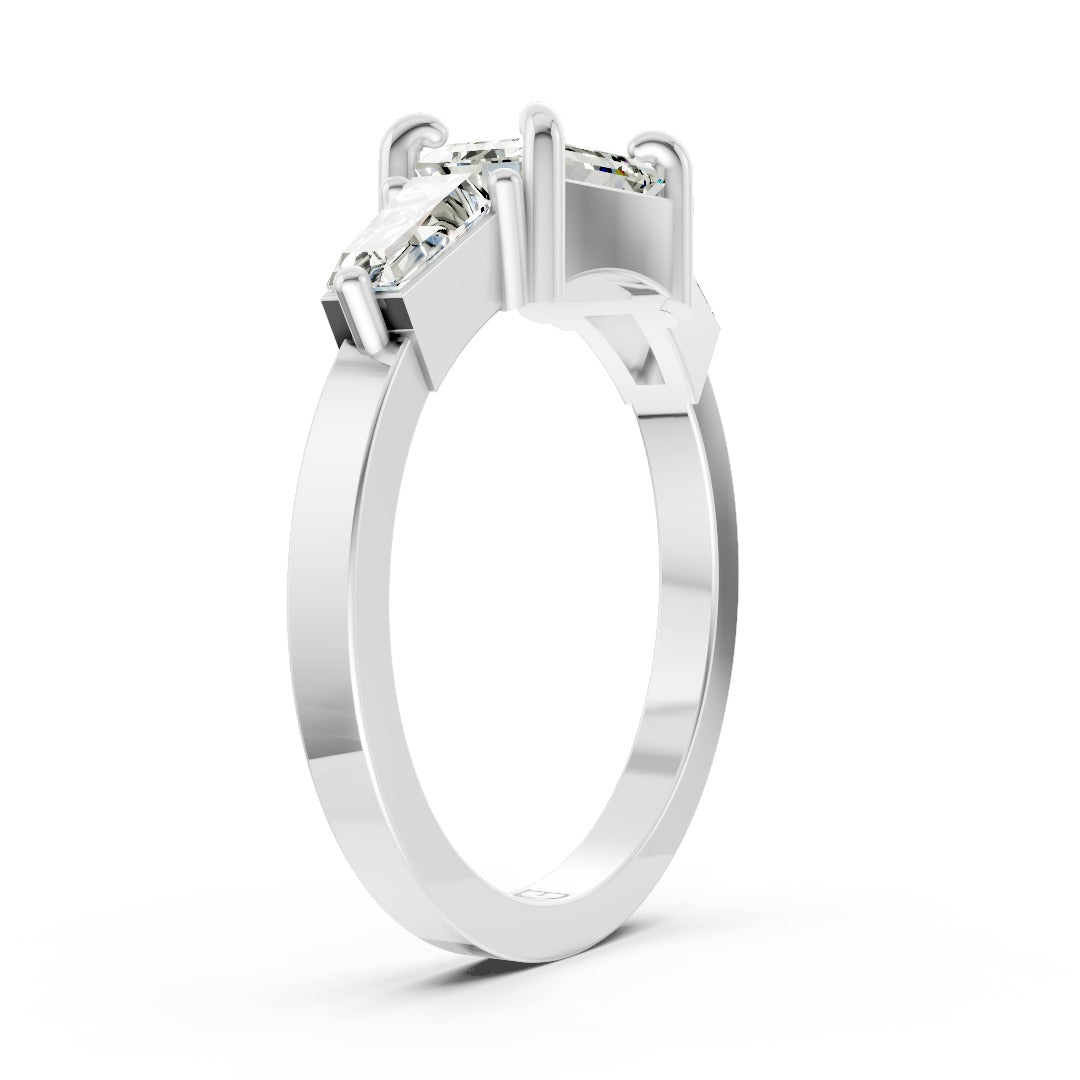 Emerald Cut Three Stone Diamond Engagement Ring