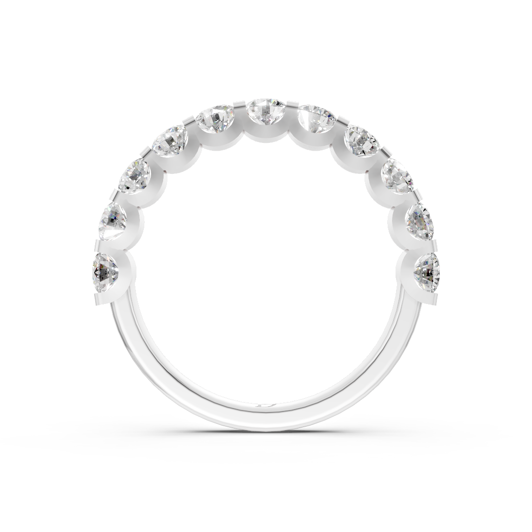 Round Diamond U Shaped Wedding Band