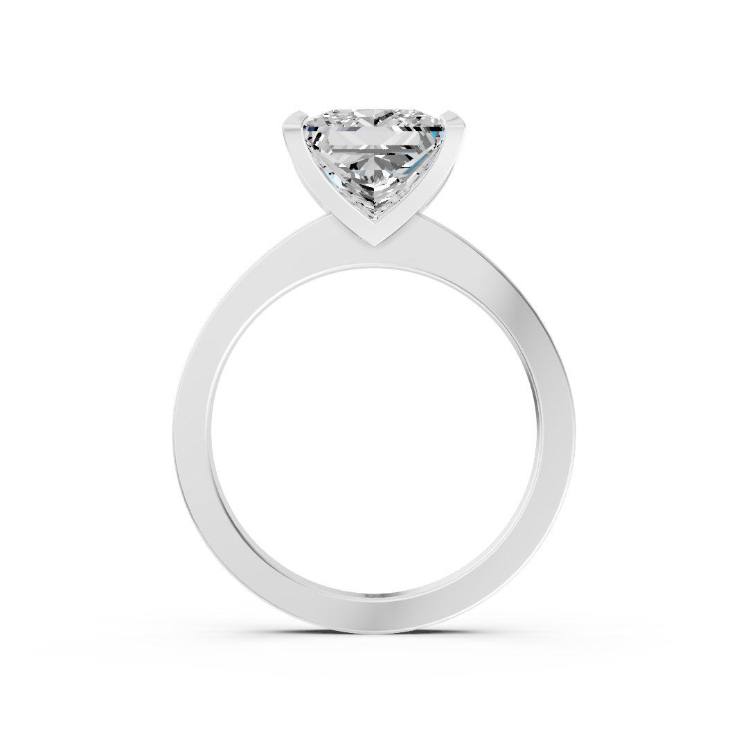 Princess Cut V-Cathedral Shank Ring