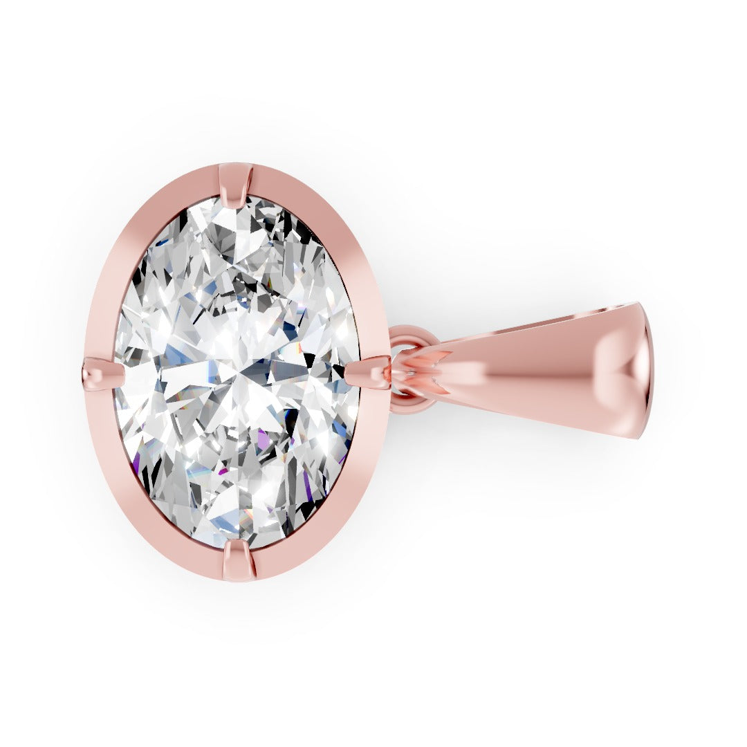 East-West Oval Cut Lab Grown Diamond Bezel Pendant