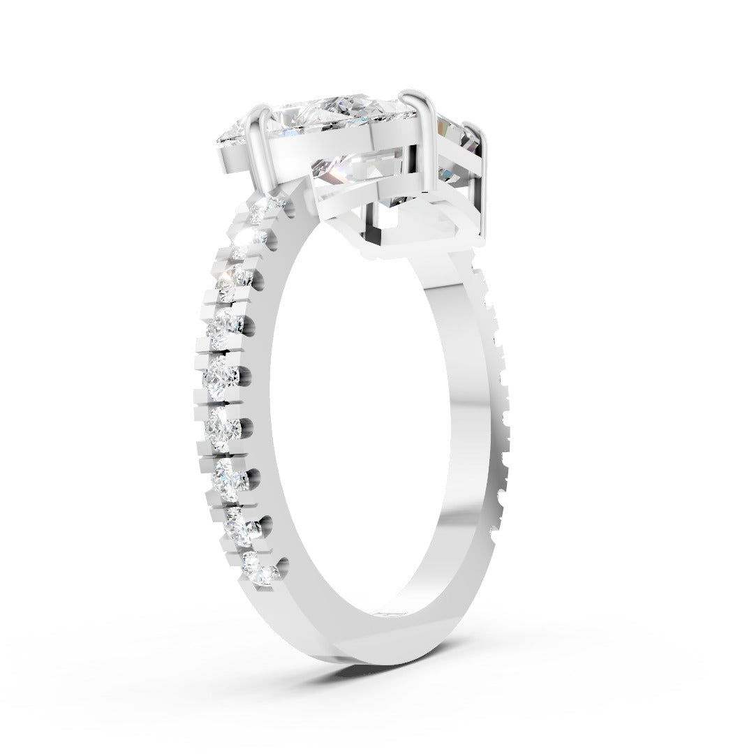 You And Me Asscher and Pear Diamond Ring