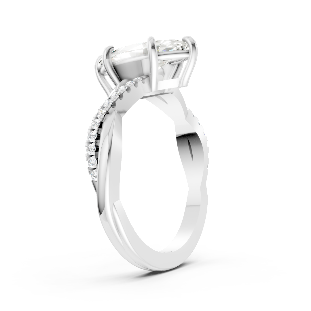 Marquise Cut Diamond Twisted Infinity Ring With Half-Pavé Shank