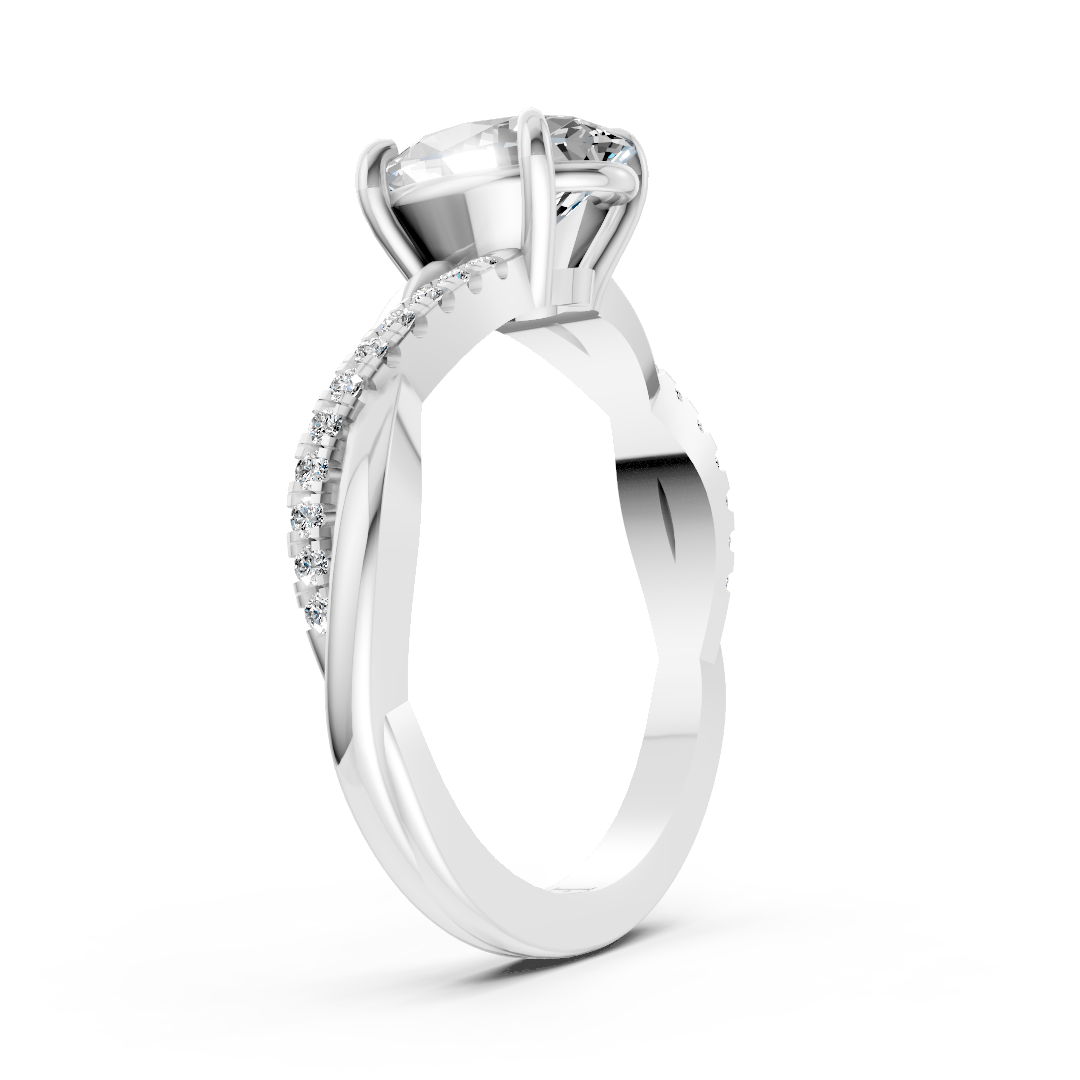 Oval Cut Diamond Twisted Infinity Ring With Half-Pavé Shank
