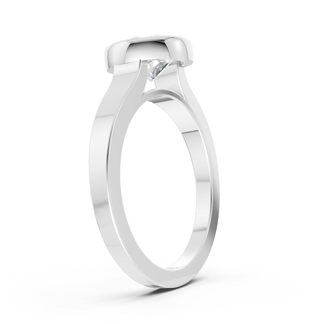 Round Cut Bezel Solitaire Lab Diamond Wedding Ring